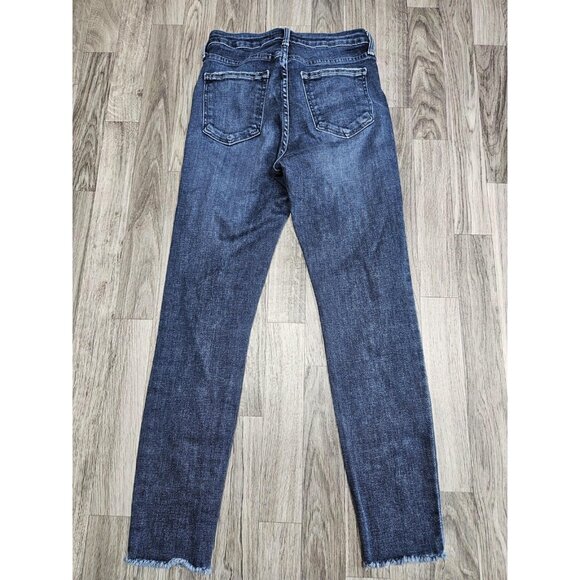 Just Black Denim Jeans Womens 27 Blue Dark Wash Raw Hem Ankle Skinny Made USA - Picture 2 of 12